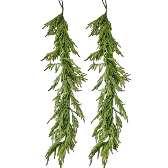 Afloral 2-Pack Real Touch Norfolk Pine Christmas Garland 60" - Picture 1 of 7